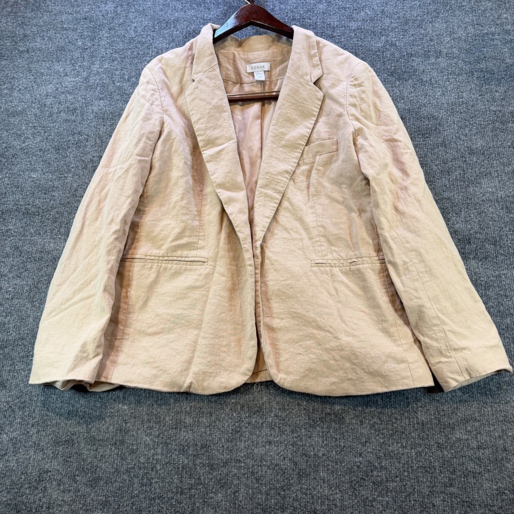 Kenar Blazer Linen Cotton Blend Tan Beige Size XL Coastal Minimalist